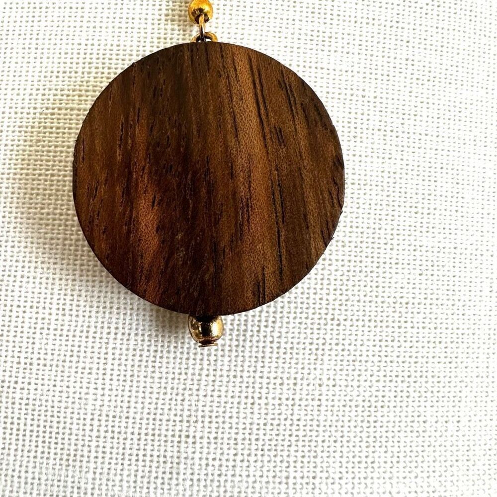 Wood circle drop earrings - Picture 6 of 7